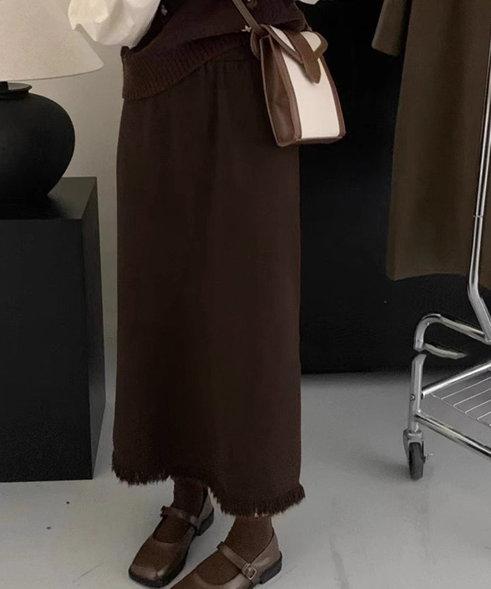 ロングフリンジニットスカート