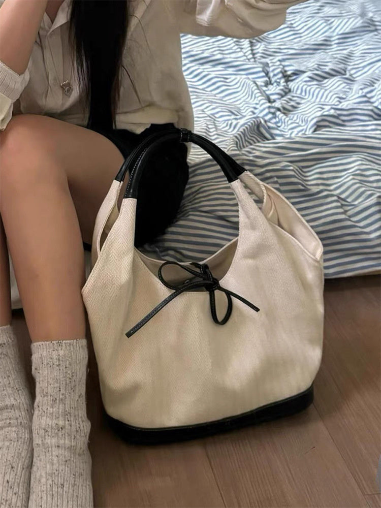 リボンキャンバスバッグ
