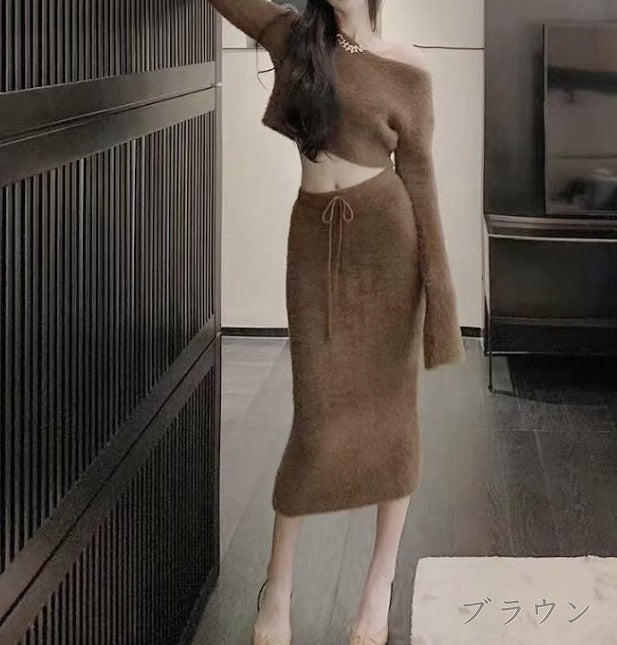 タイトスカートカットソーセットアップ